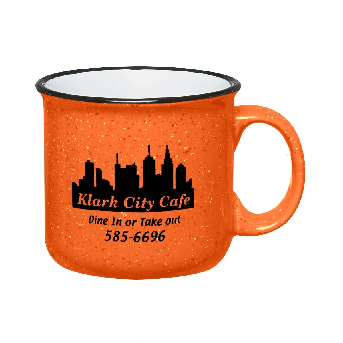 White mug with a two tone rim finish