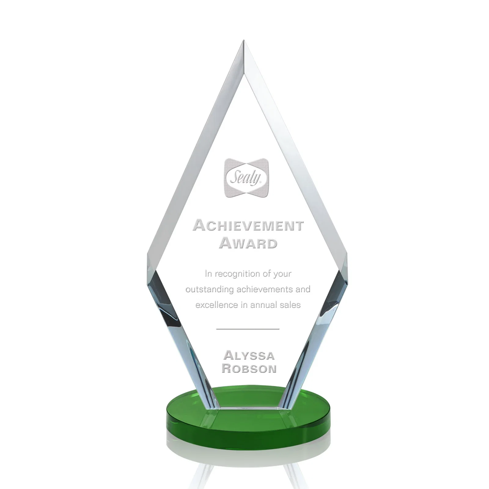 Custom Starfire Crystal Diamond Award, Also in Rosewood Crystal for volunteer appreciation