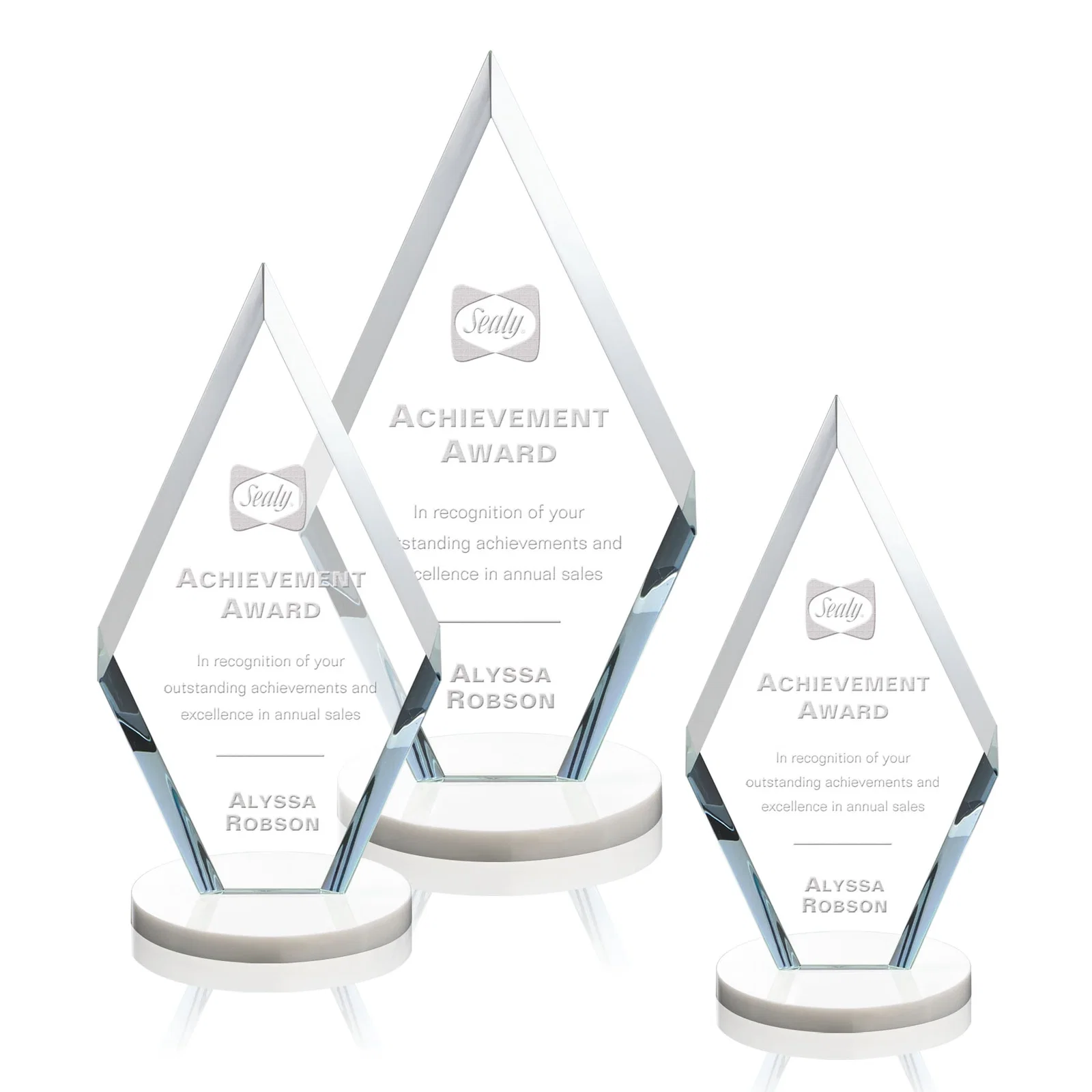 Promotional Starfire Crystal Diamond Award, Also in Rosewood Crystal for employee recognition