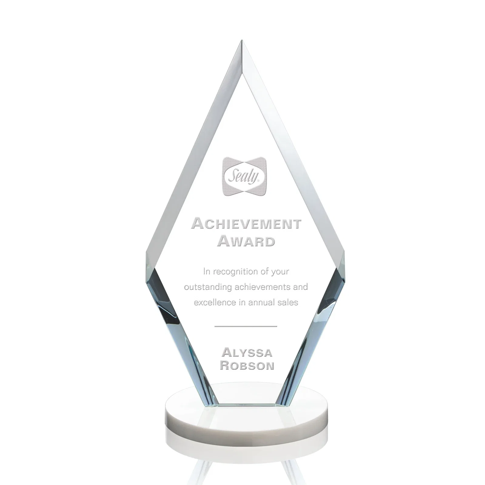Promotional Starfire Crystal Diamond Award, Also in Rosewood Crystal for corporate award ceremonies