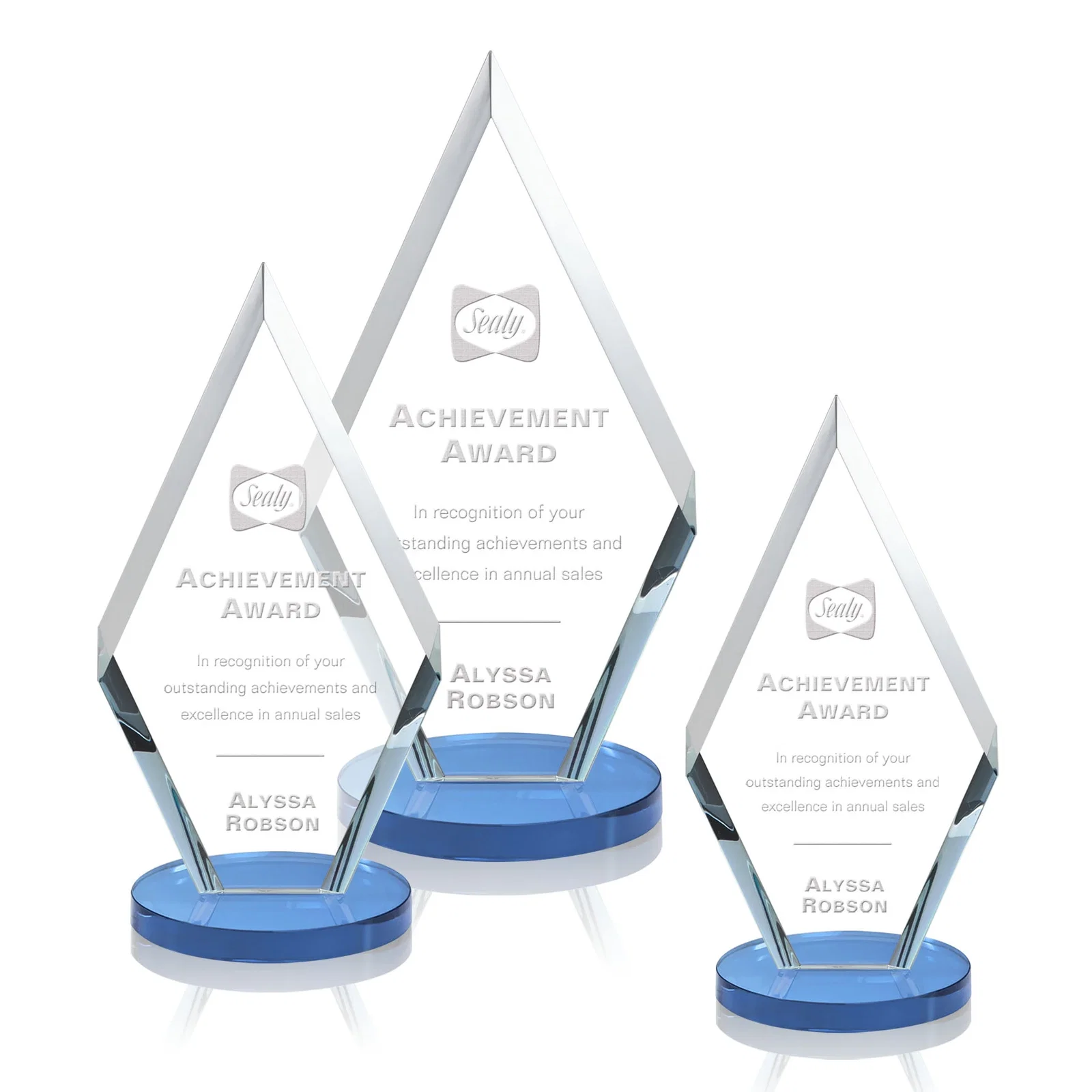 Promotional Starfire Crystal Diamond Award, Also in Rosewood Crystal for retirement presentations