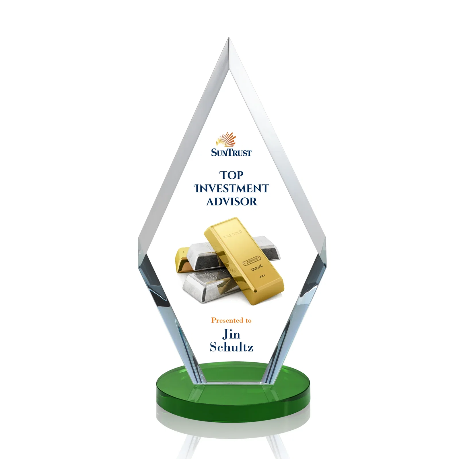 Branded Starfire Crystal Diamond Award, Also in Rosewood Crystal for team milestone celebrations
