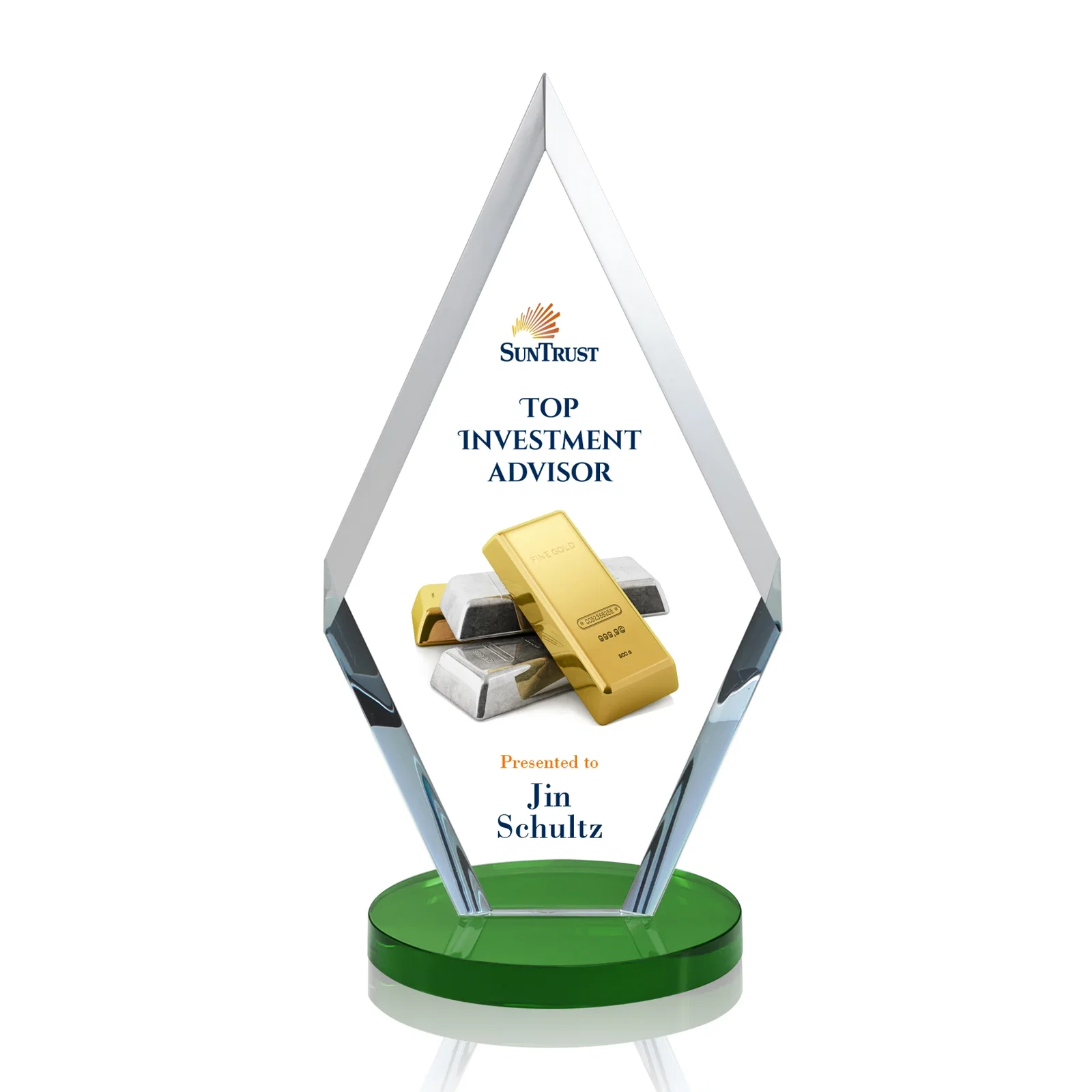 Branded Starfire Crystal Diamond Award, Also in Rosewood Crystal for donor appreciation