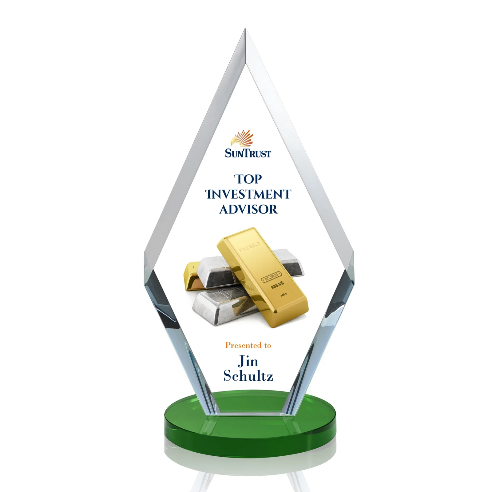Branded Starfire Crystal Diamond Award, Also in Rosewood Crystal for graduation ceremonies
