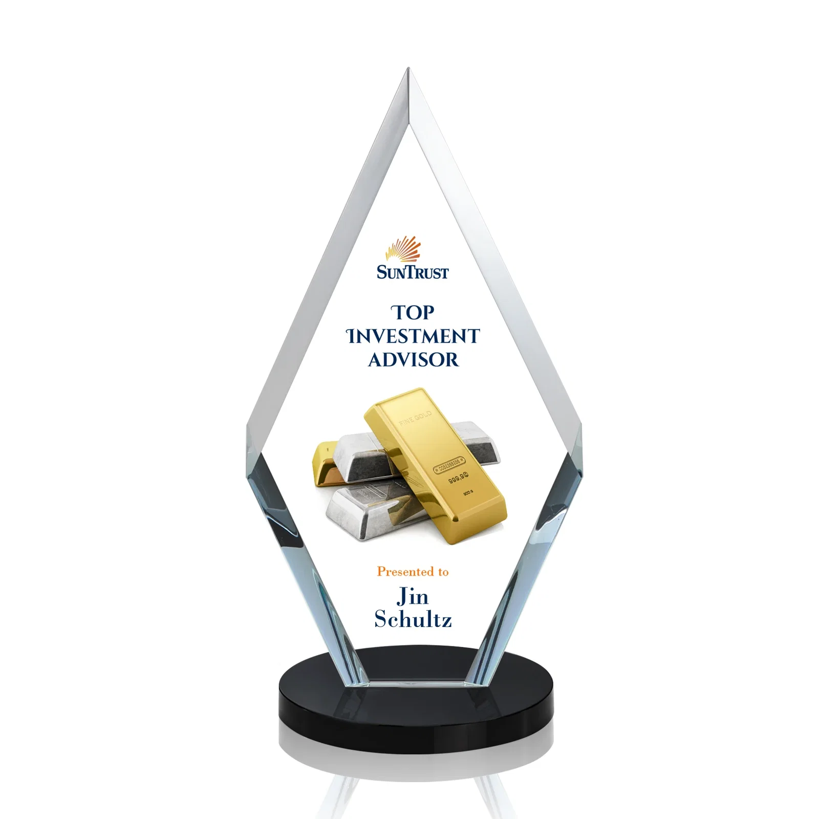 Branded Starfire Crystal Diamond Award, Also in Rosewood Crystal for volunteer appreciation