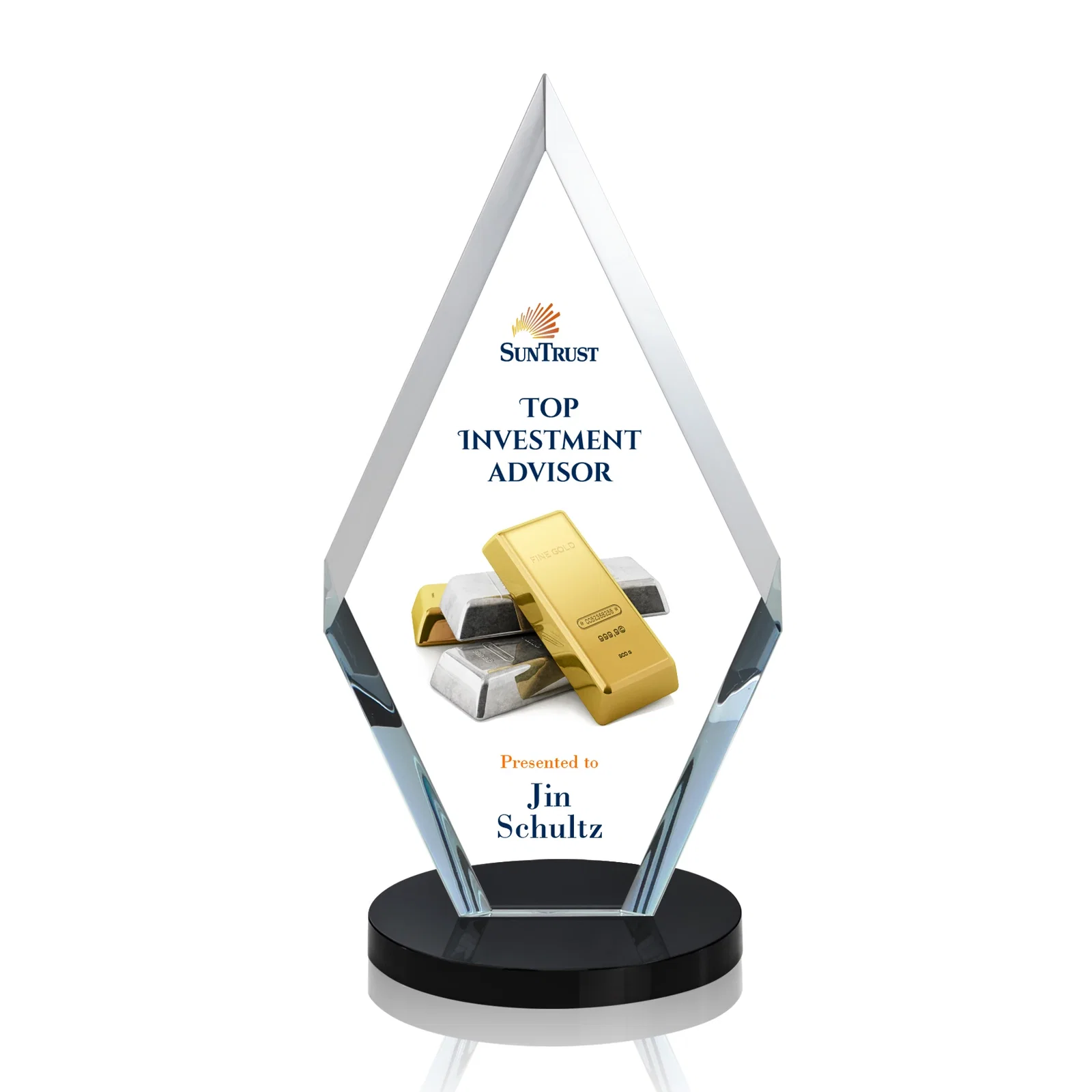 Branded Starfire Crystal Diamond Award, Also in Rosewood Crystal for dealer and partner awards