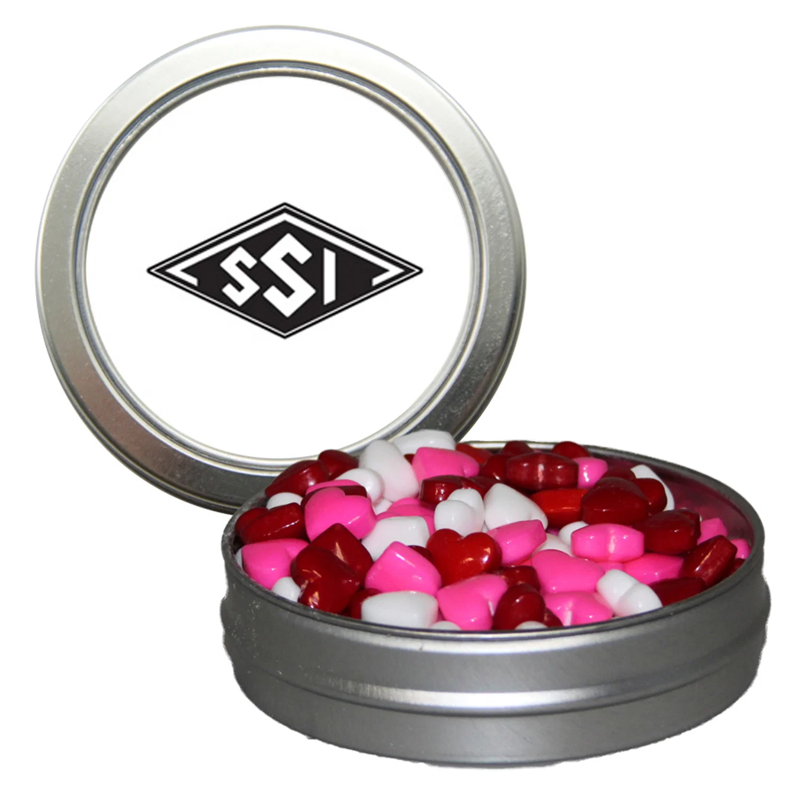 Sweets fill the shallow tin to the brim