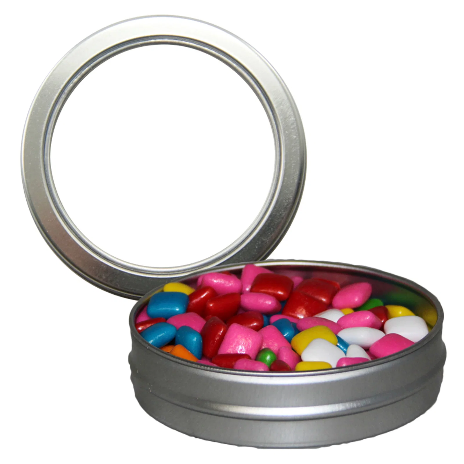 Hand sized candy container with a printable rim label