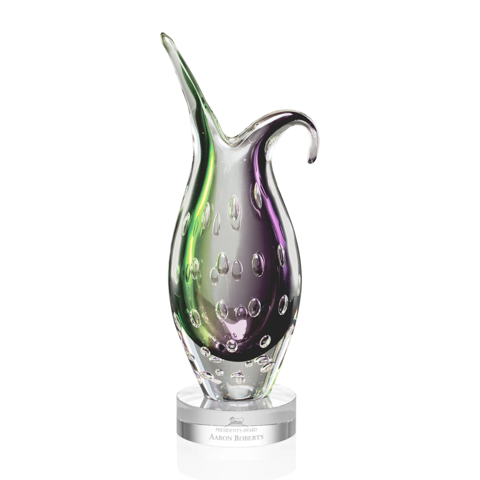 Custom Glass Free Form Sculpture Award, 4.5 by 12.5 Inches for corporate award ceremonies