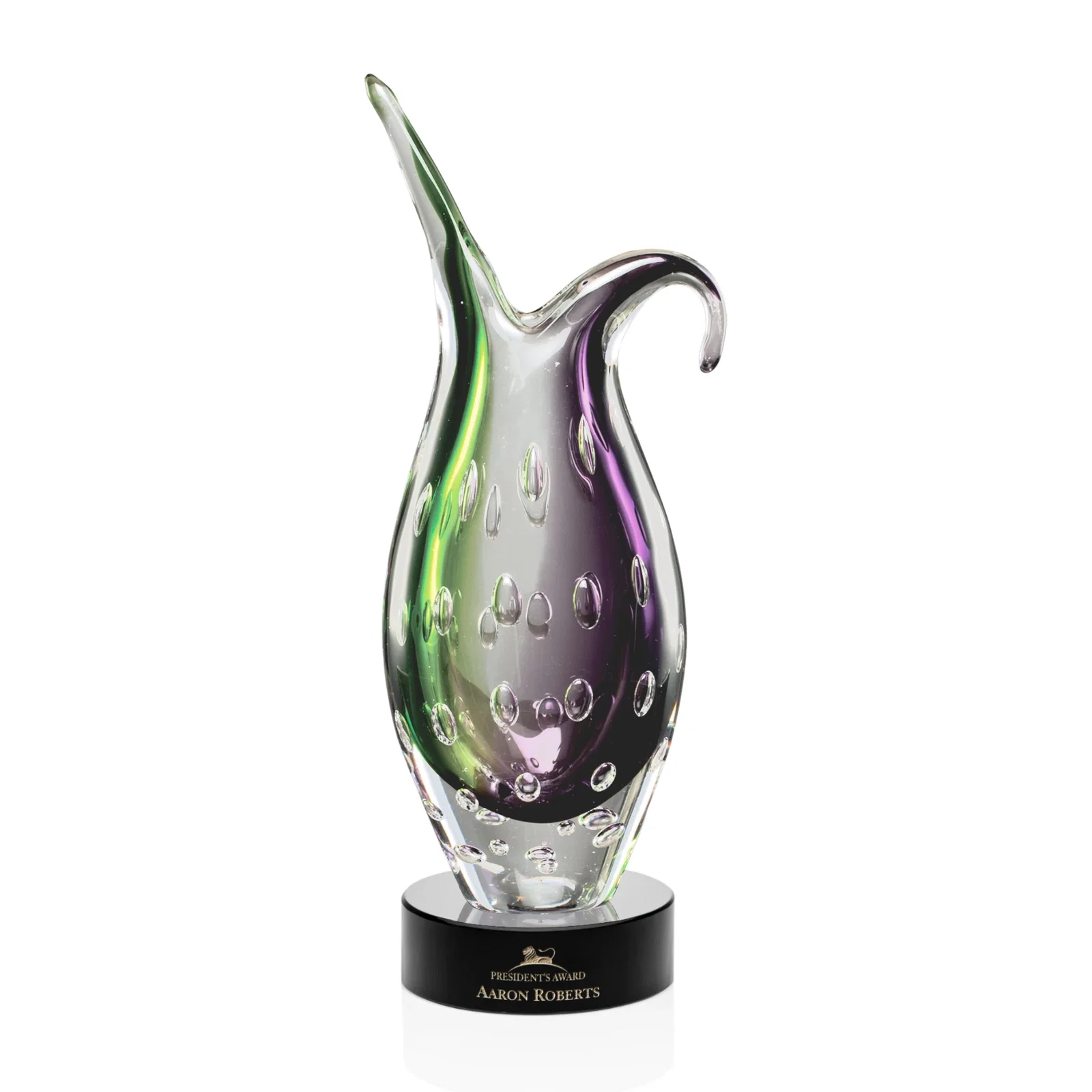 Custom Glass Free Form Sculpture Award, 4.5 by 12.5 Inches for service anniversary gifts
