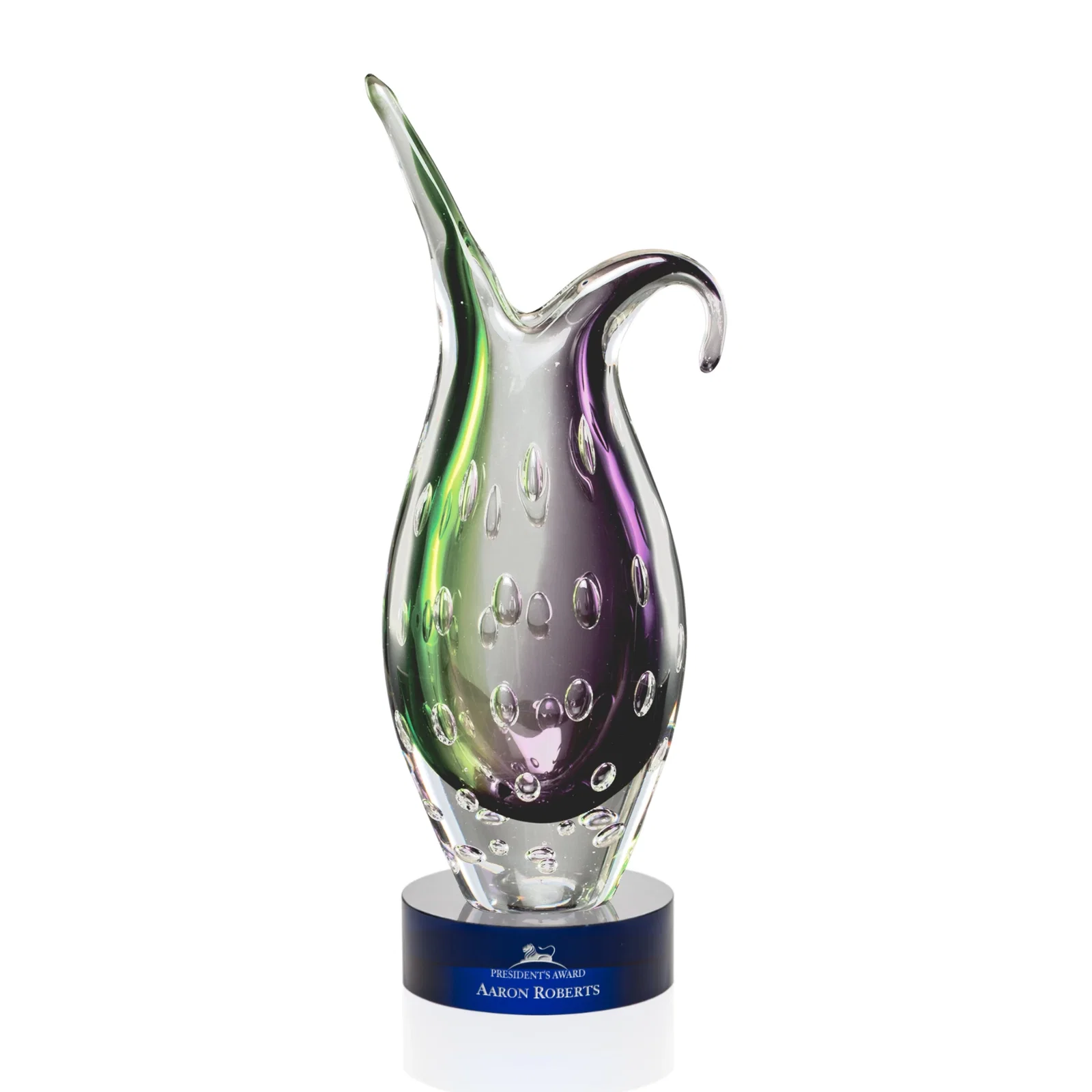 Custom Glass Free Form Sculpture Award, 4.5 by 12.5 Inches for sales achievement awards