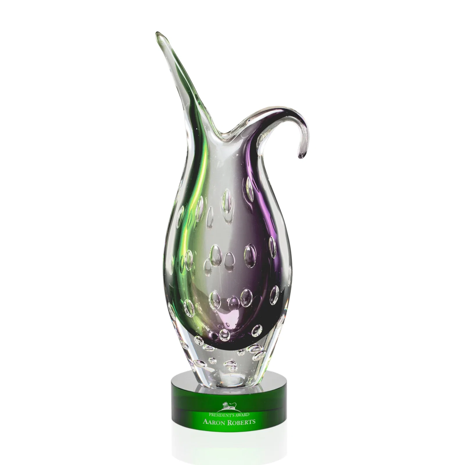Custom Glass Free Form Sculpture Award, 4.5 by 12.5 Inches for retirement presentations