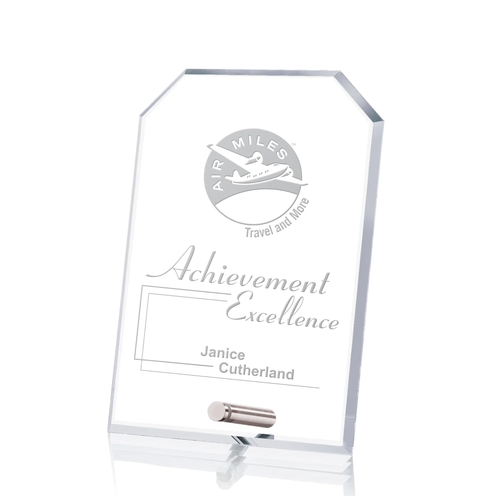 Custom Starfire Crystal Clipped-Rectangle Award in Clear, Gold, or Silver, awards for volunteer appreciation