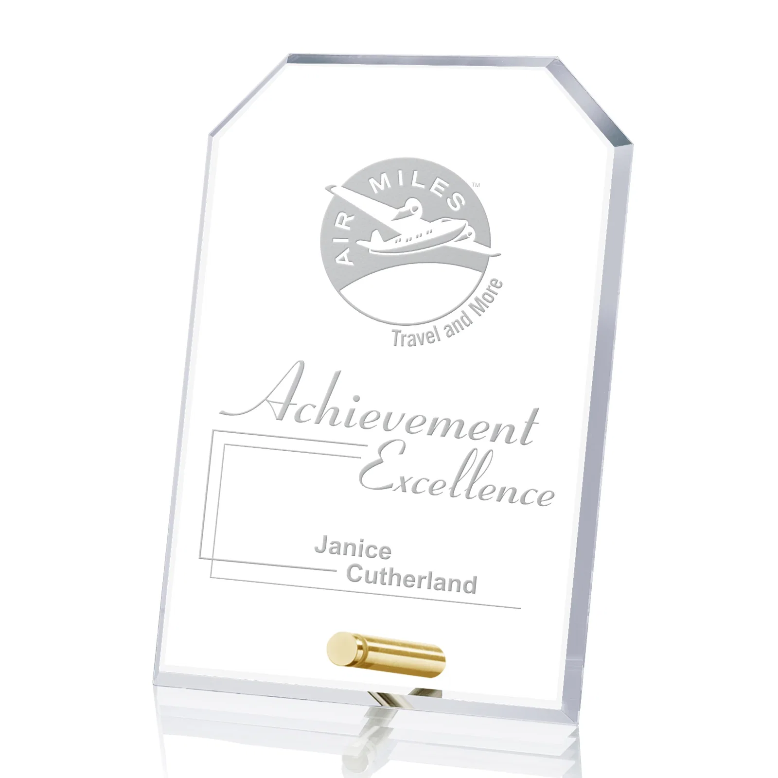 Personalized Starfire Crystal Clipped-Rectangle Award in Clear, Gold, or Silver, awards for employee recognition
