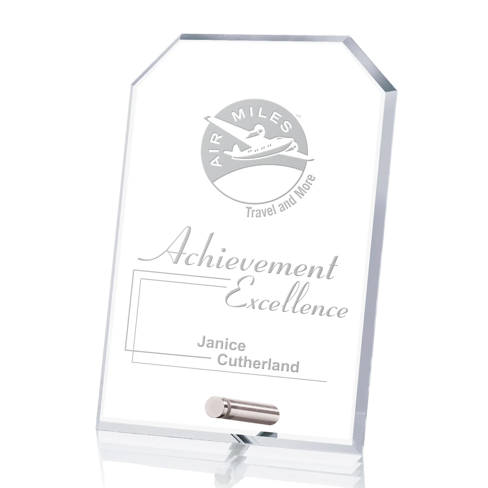 Personalized Starfire Crystal Clipped-Rectangle Award in Clear, Gold, or Silver, awards for corporate award ceremonies