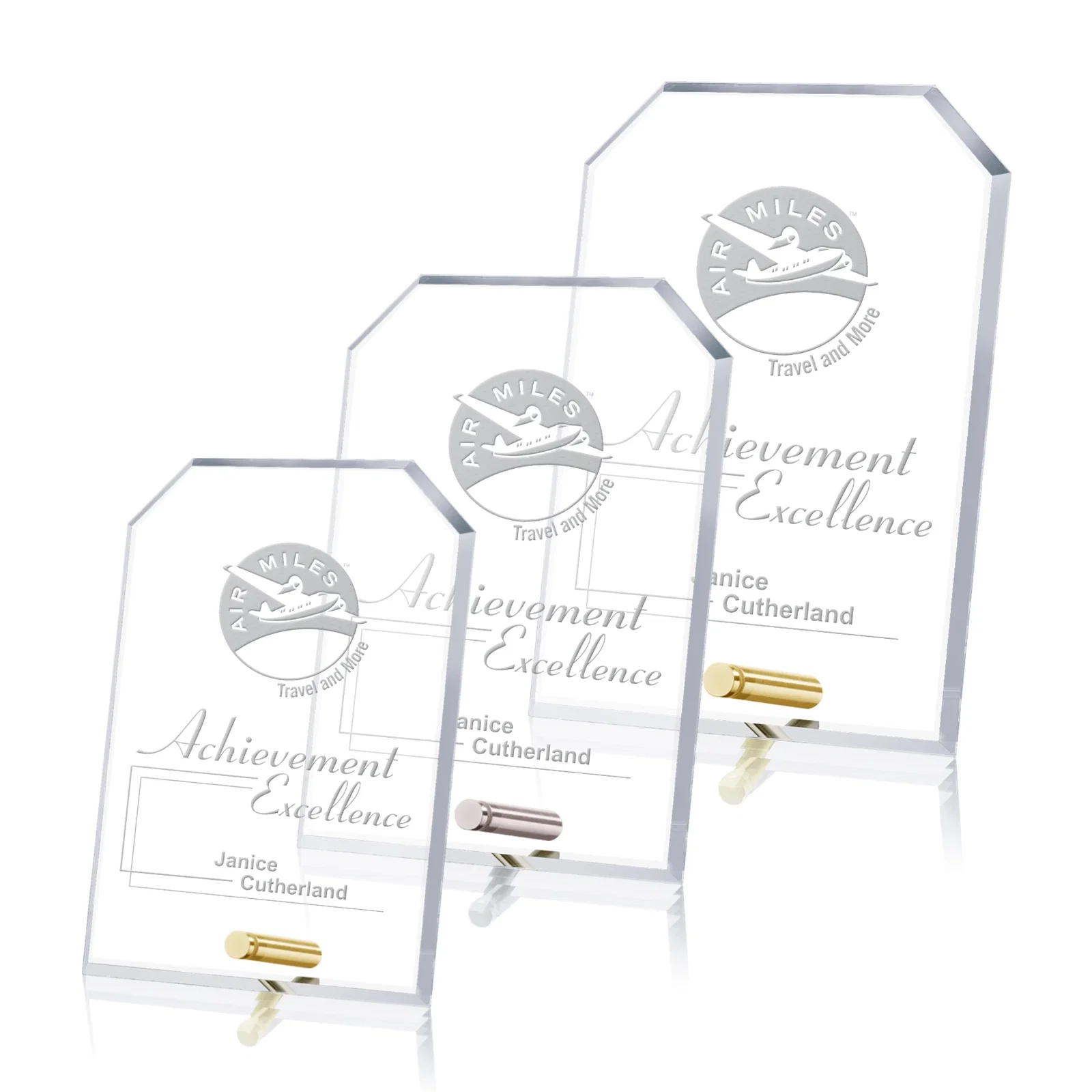 Custom Starfire Crystal Clipped-Rectangle Award in Clear, Gold, or Silver, awards for graduation ceremonies