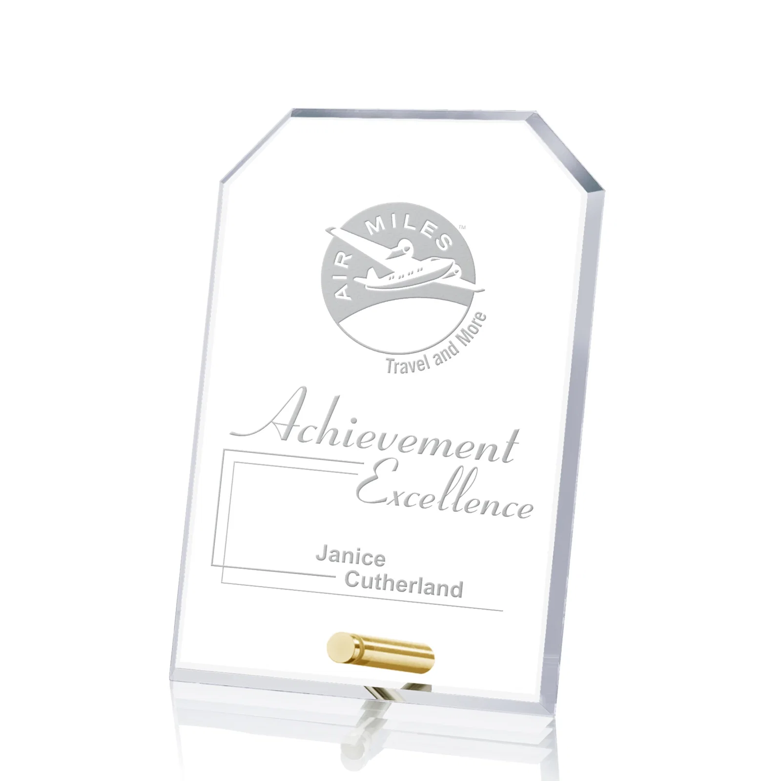 Custom Starfire Crystal Clipped-Rectangle Award in Clear, Gold, or Silver, awards for safety achievement programs
