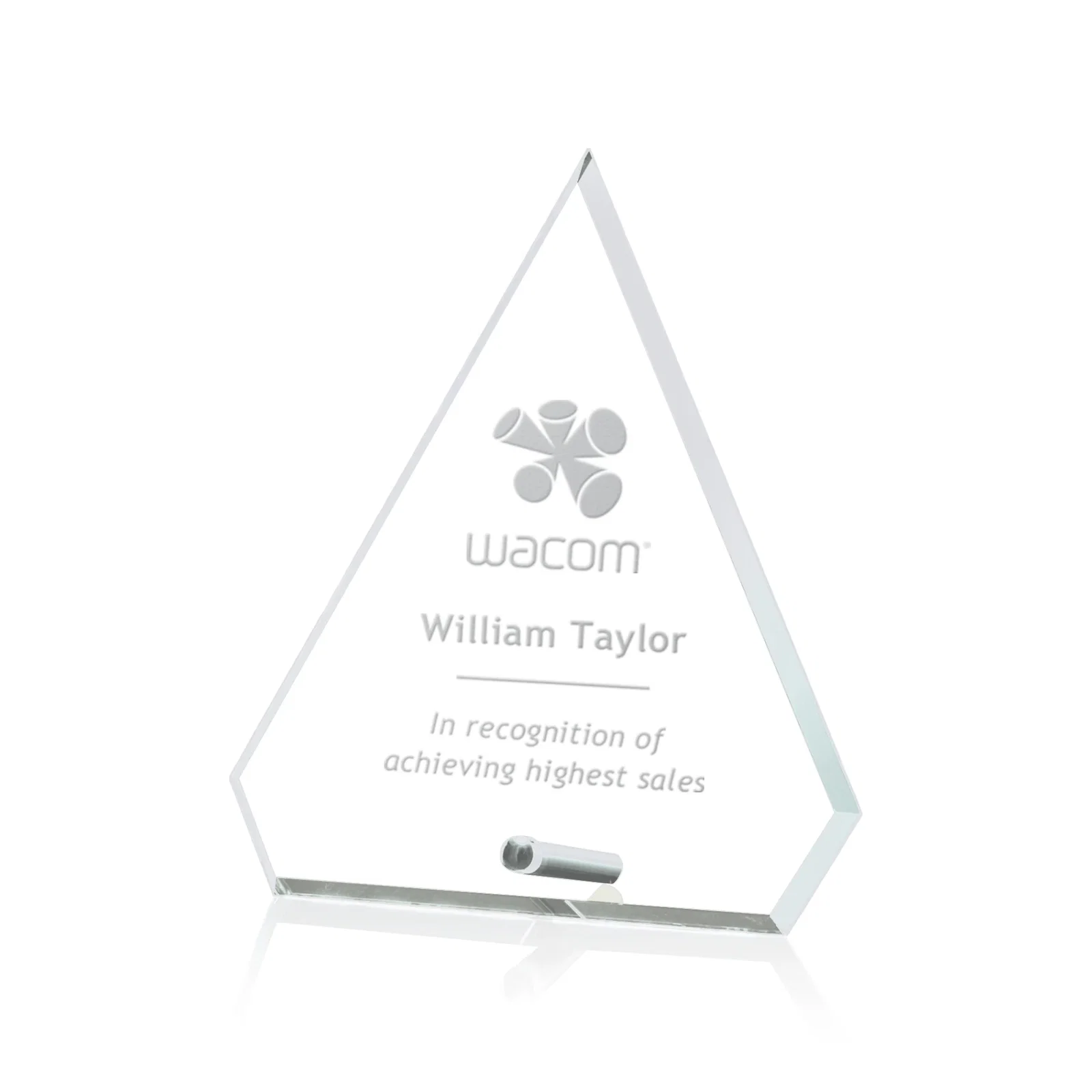 Custom Starfire Crystal Diamond Award with a Chrome or Gold Easel Pin for volunteer appreciation