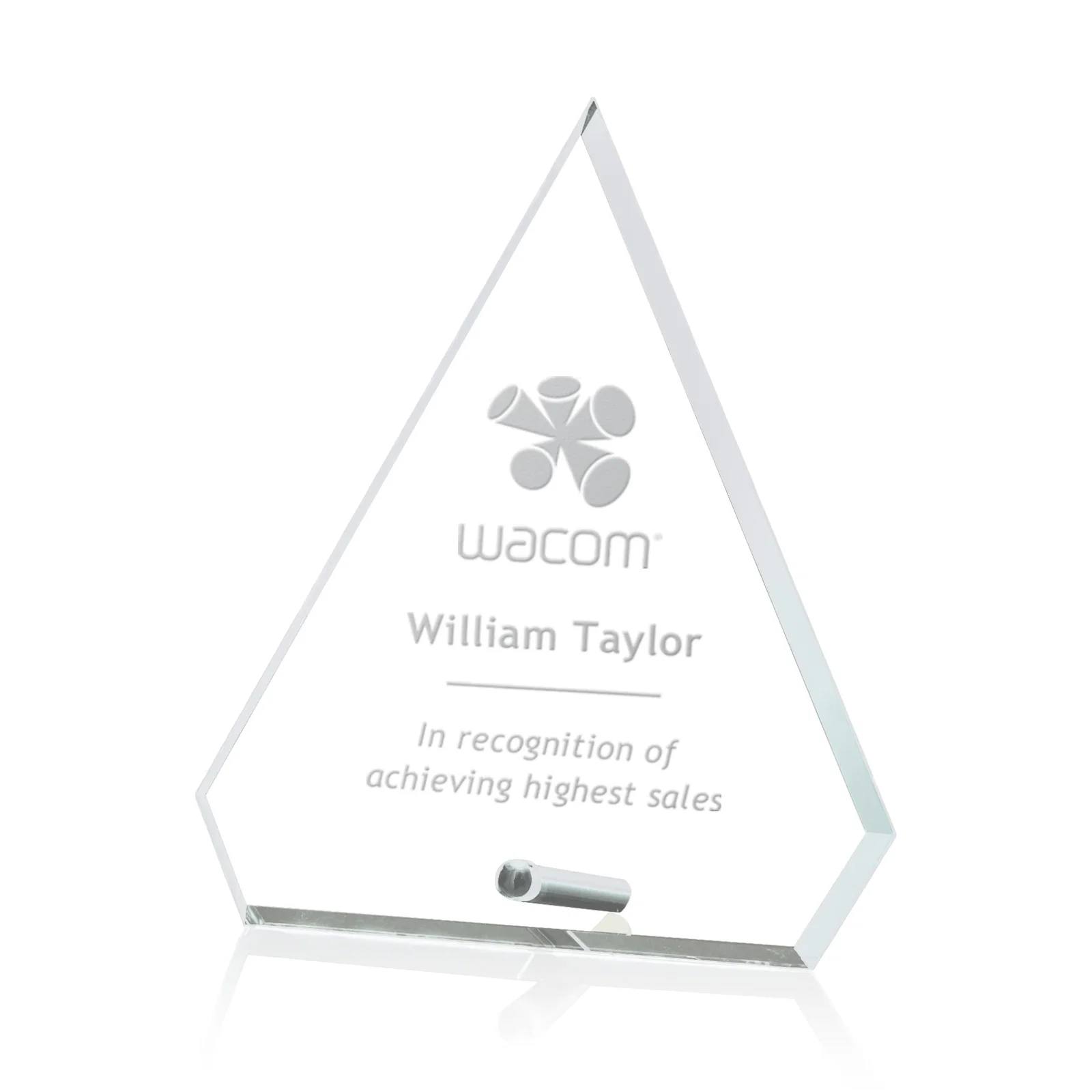 Personalized Starfire Crystal Diamond Award with a Chrome or Gold Easel Pin for corporate award ceremonies