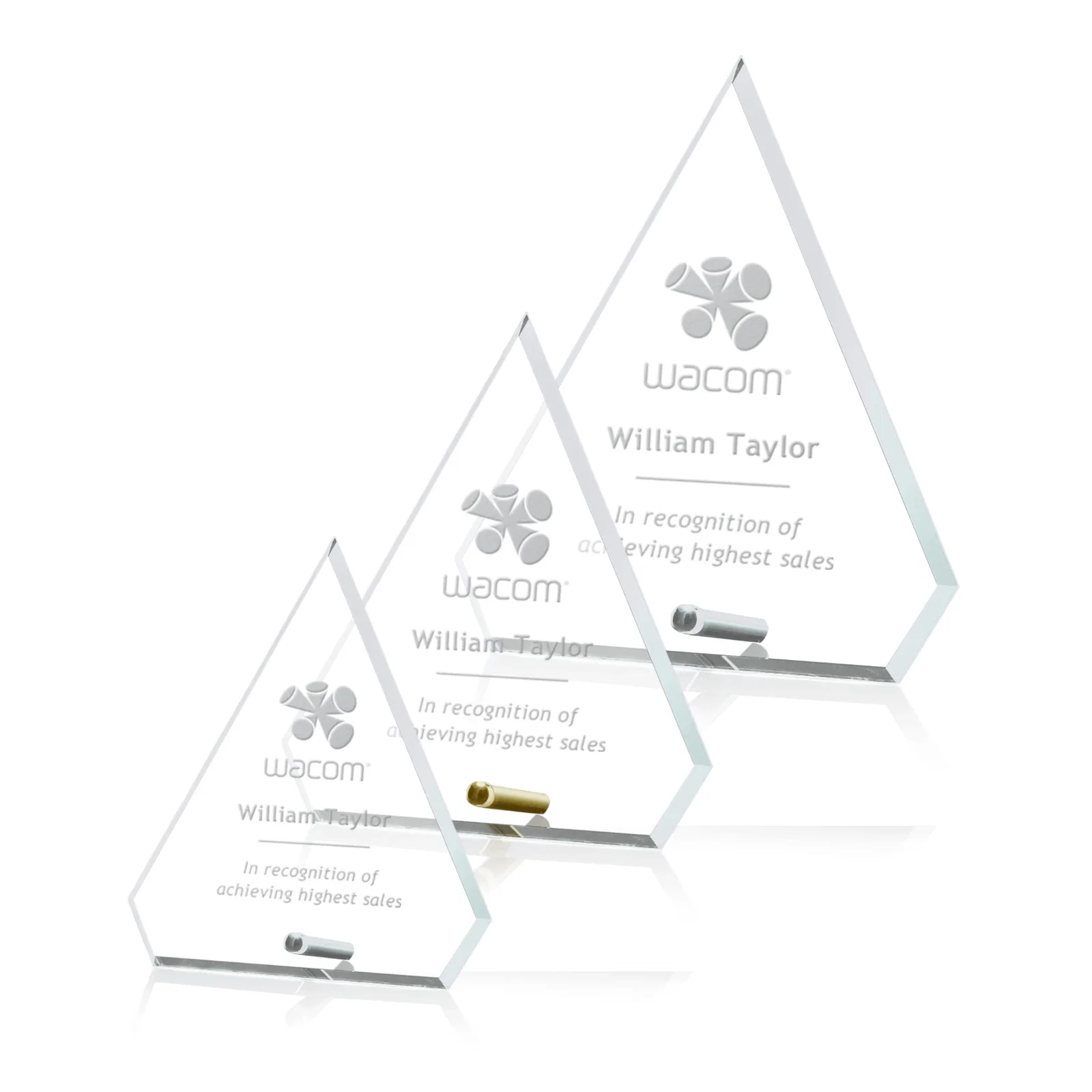 Custom Starfire Crystal Diamond Award with a Chrome or Gold Easel Pin for graduation ceremonies