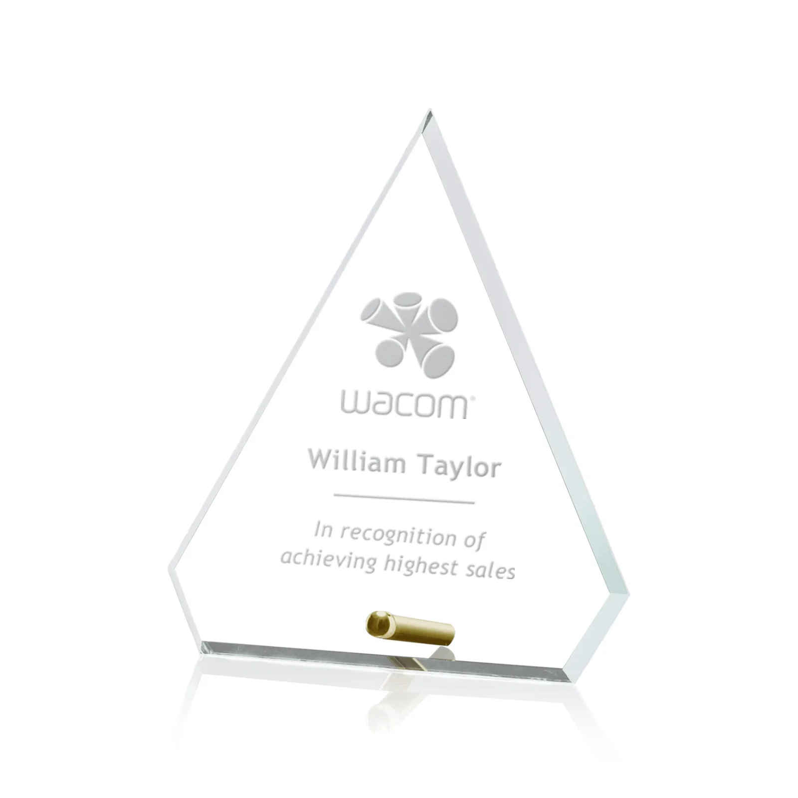 Custom Starfire Crystal Diamond Award with a Chrome or Gold Easel Pin for safety achievement programs