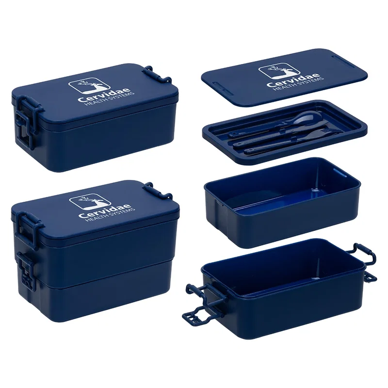 Close-up of the custom Stackable Lunch Box's logo imprint area, Style 2