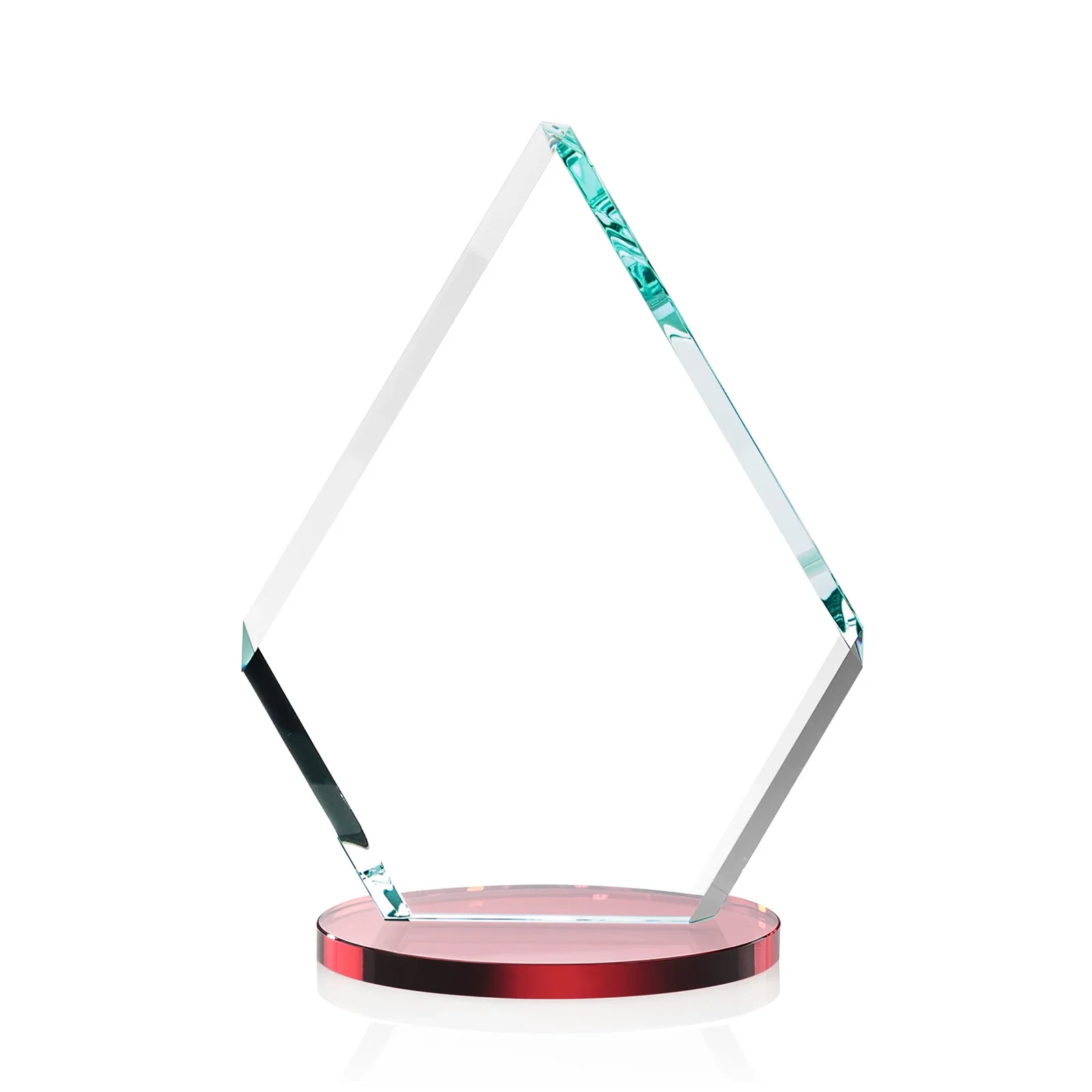 Personalized Starfire Crystal Diamond Award on a Clear or Rosewood Base, with your logo for employee recognition