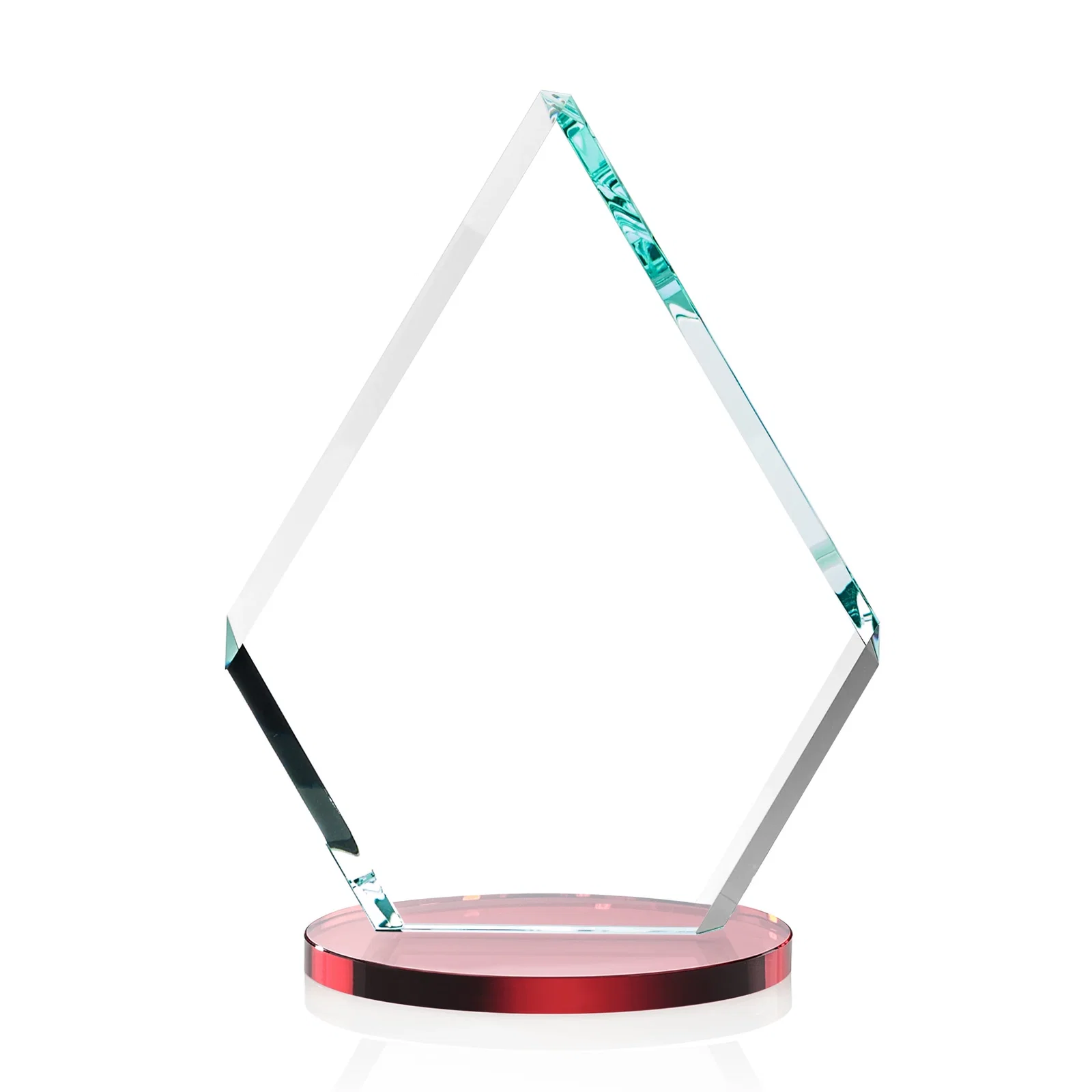 Personalized Starfire Crystal Diamond Award on a Clear or Rosewood Base, with your logo for corporate award ceremonies
