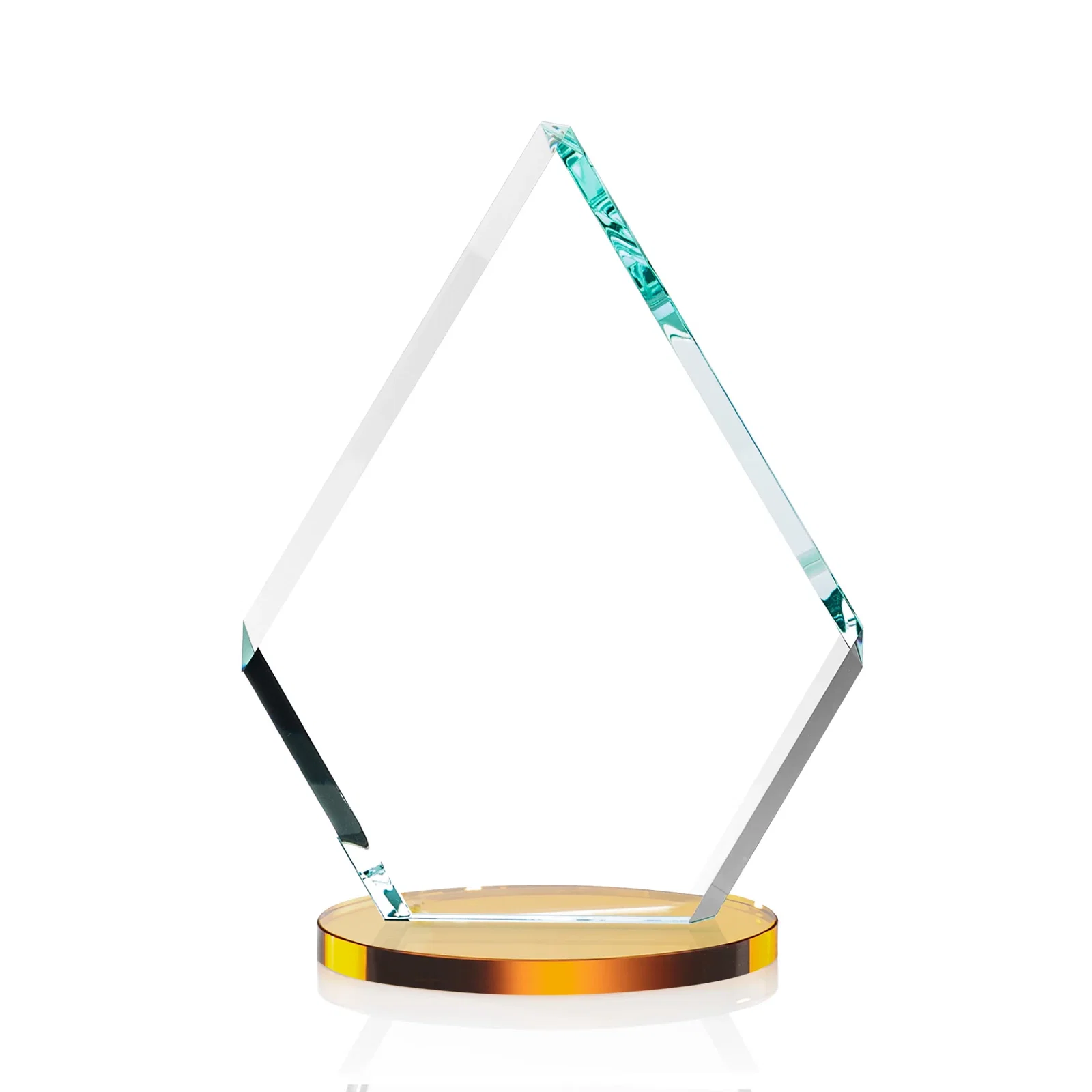Personalized Starfire Crystal Diamond Award on a Clear or Rosewood Base, with your logo for sales achievement awards