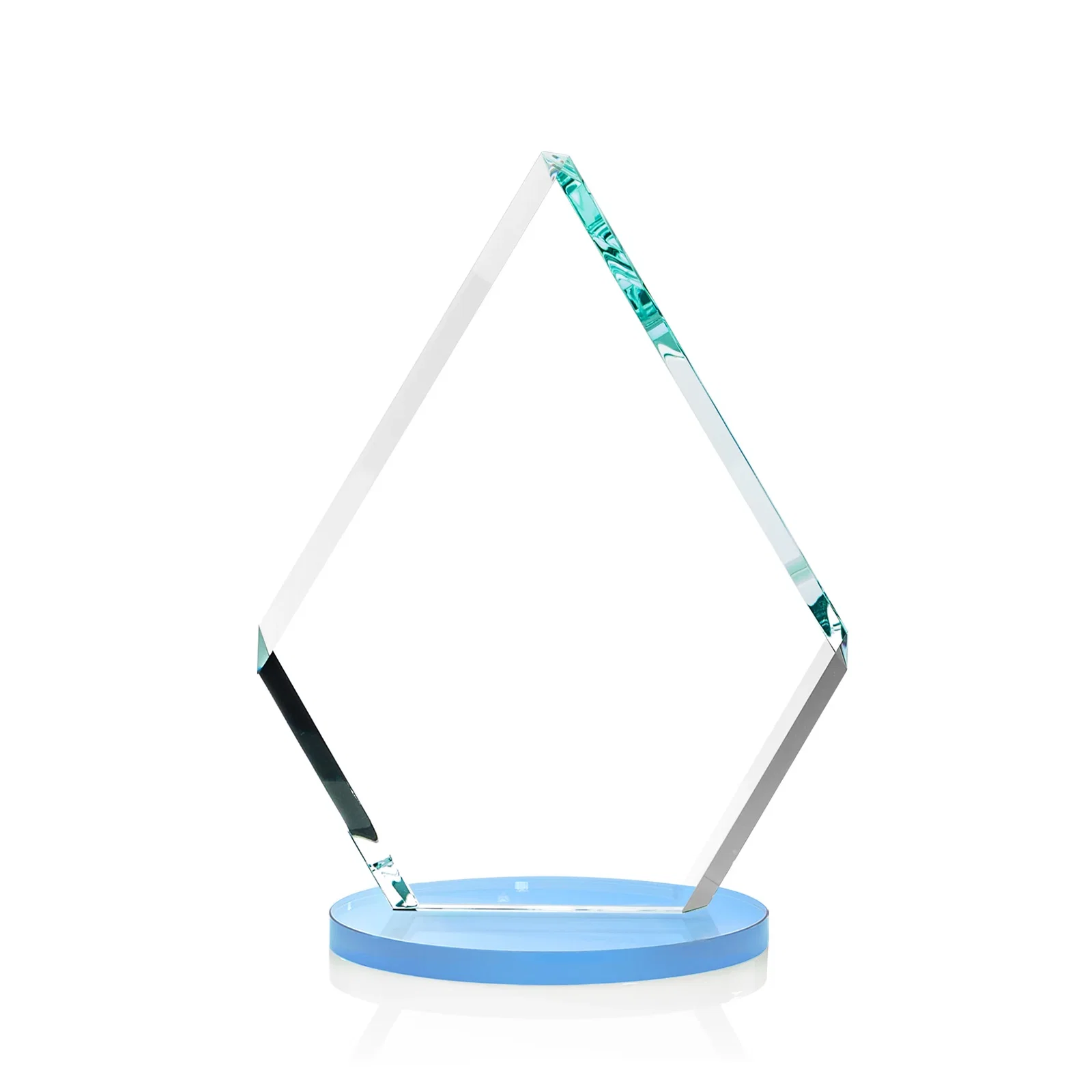 Personalized Starfire Crystal Diamond Award on a Clear or Rosewood Base, with your logo for team milestone celebrations