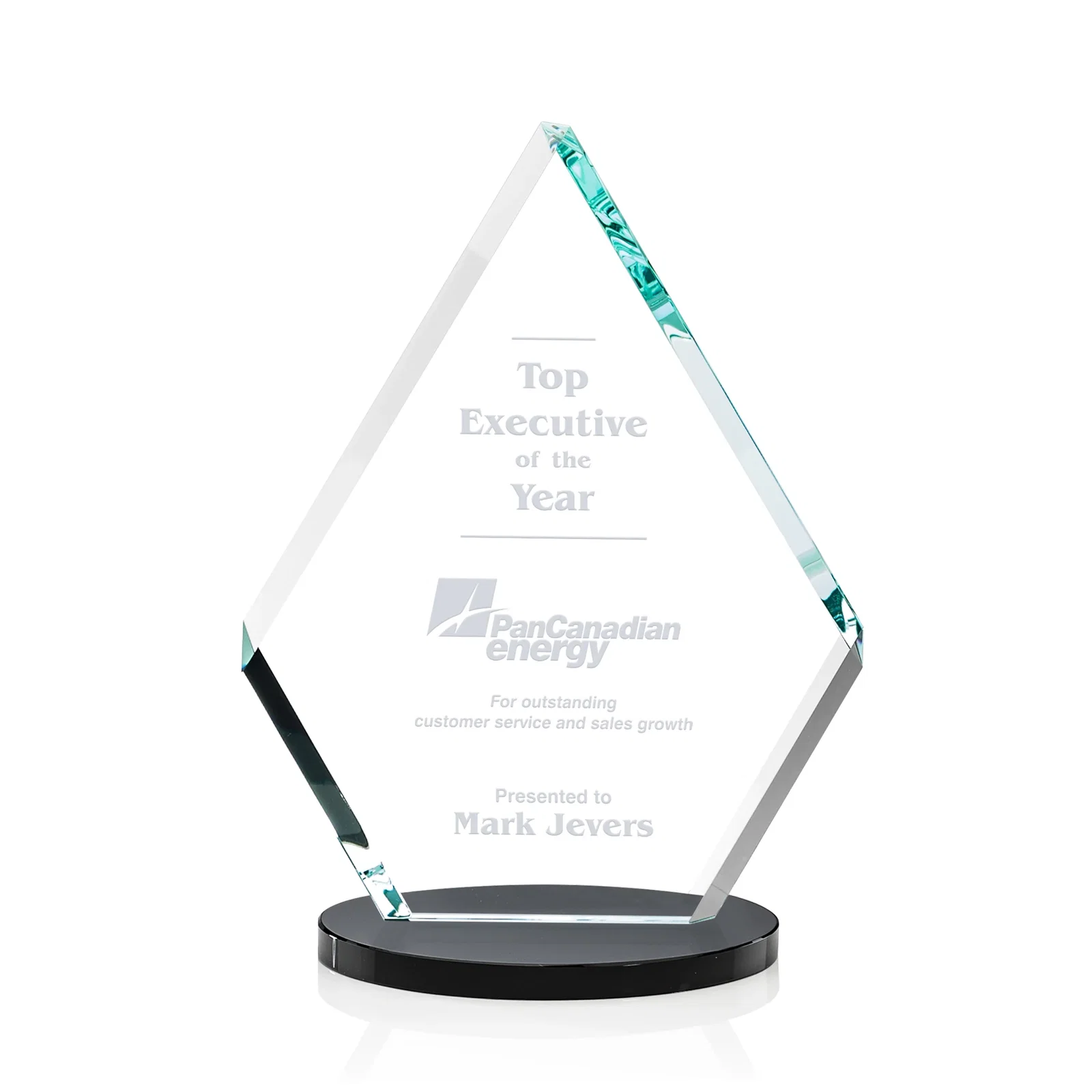 Custom Starfire Crystal Diamond Award on a Clear or Rosewood Base for dealer and partner awards