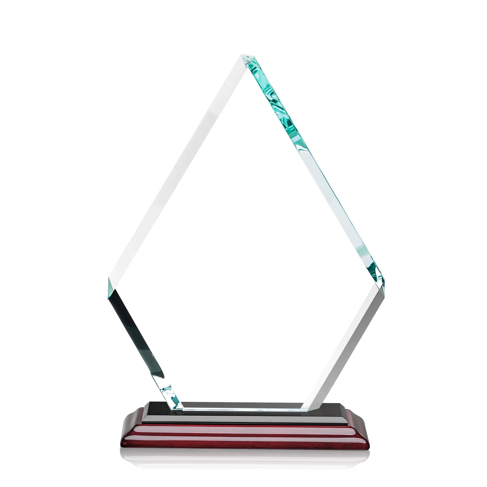 Personalized Starfire Crystal Diamond Award on a Clear or Rosewood Base, with your logo for volunteer appreciation
