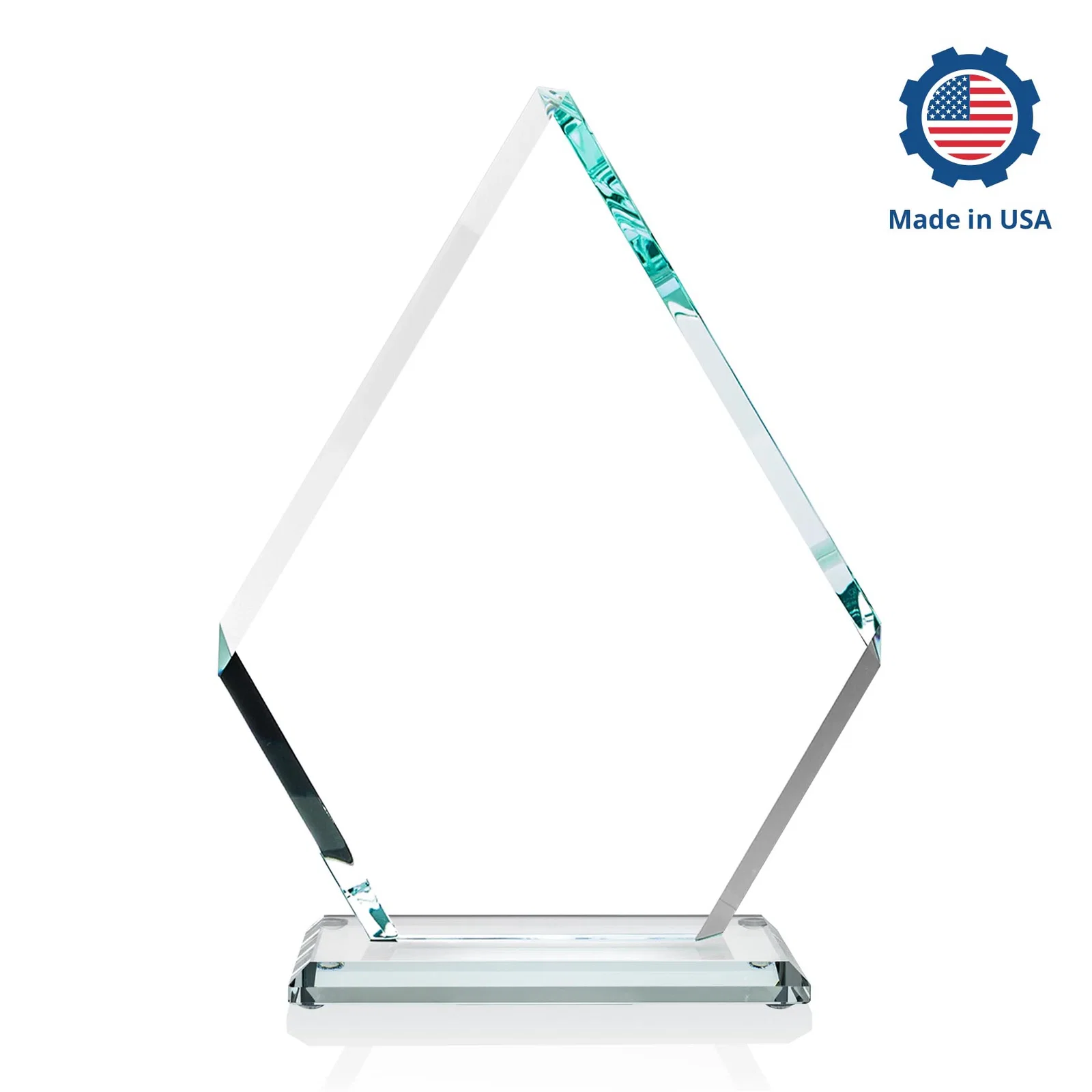 Promotional Starfire Crystal Diamond Award on a Clear or Rosewood Base, with your logo for corporate award ceremonies