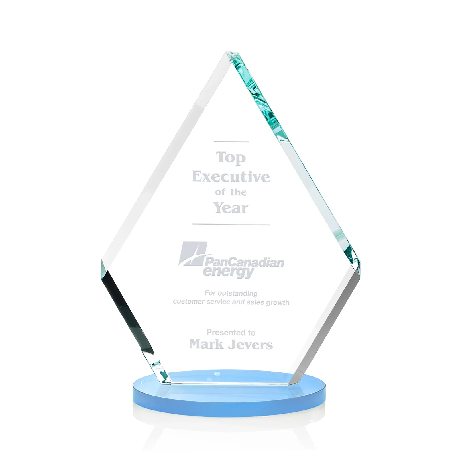 Promotional Starfire Crystal Diamond Award on a Clear or Rosewood Base for dealer and partner awards