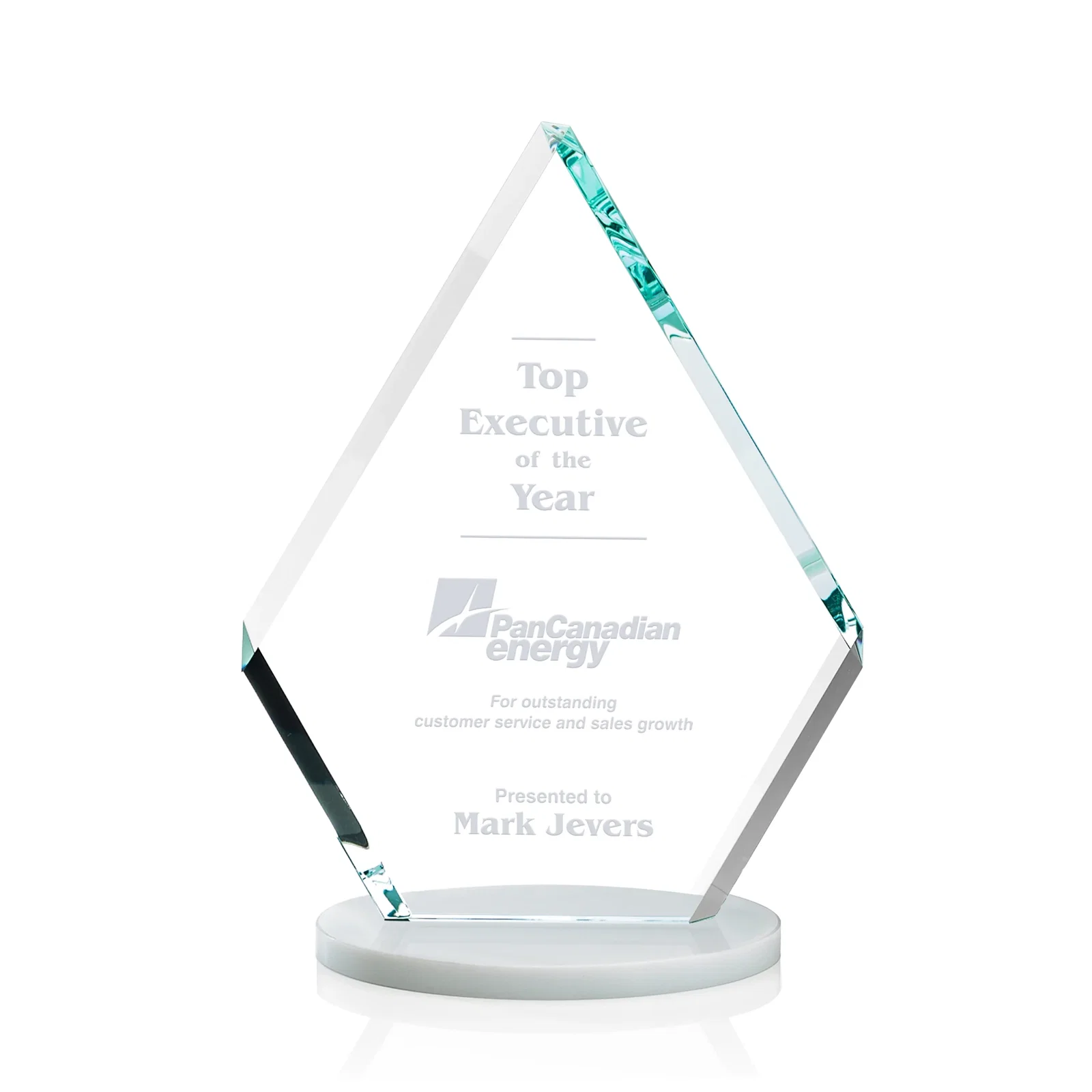 Custom Starfire Crystal Diamond Award on a Clear or Rosewood Base for donor appreciation