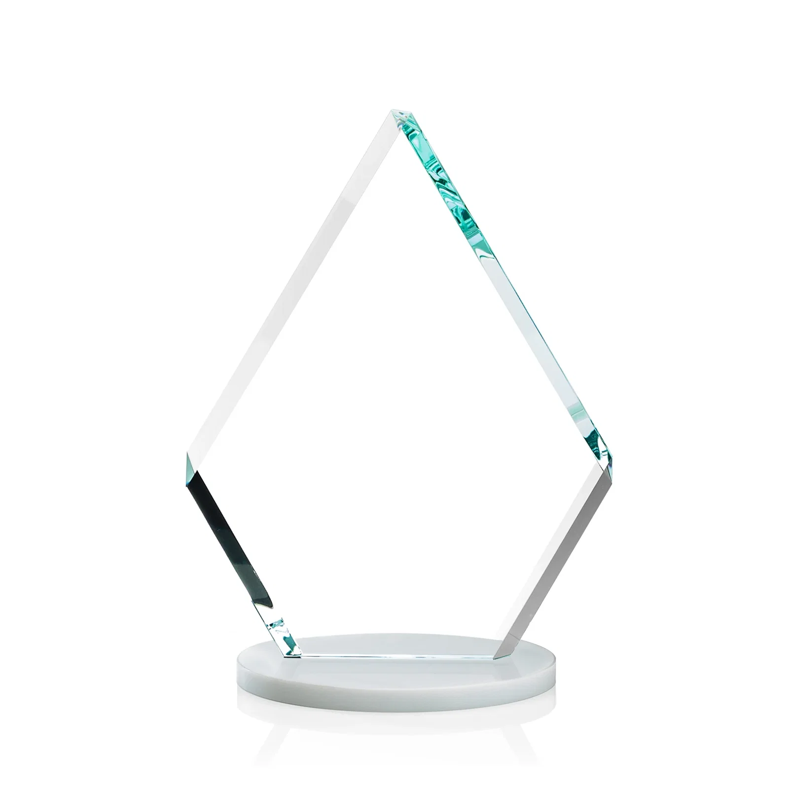 Custom engraved Starfire Crystal Diamond Award on a Clear or Rosewood Base for company anniversary events