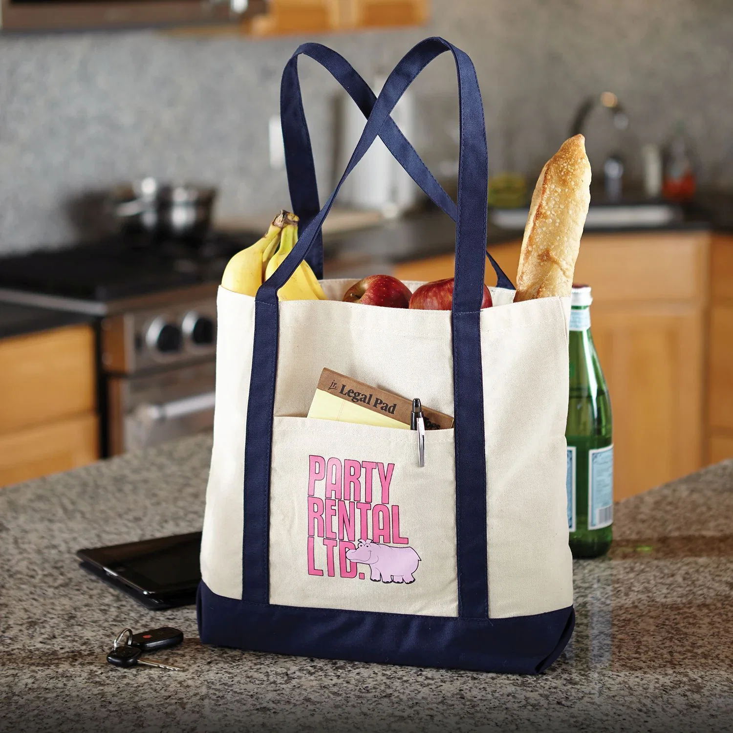Canvas Boat Tote — Blue — view 2