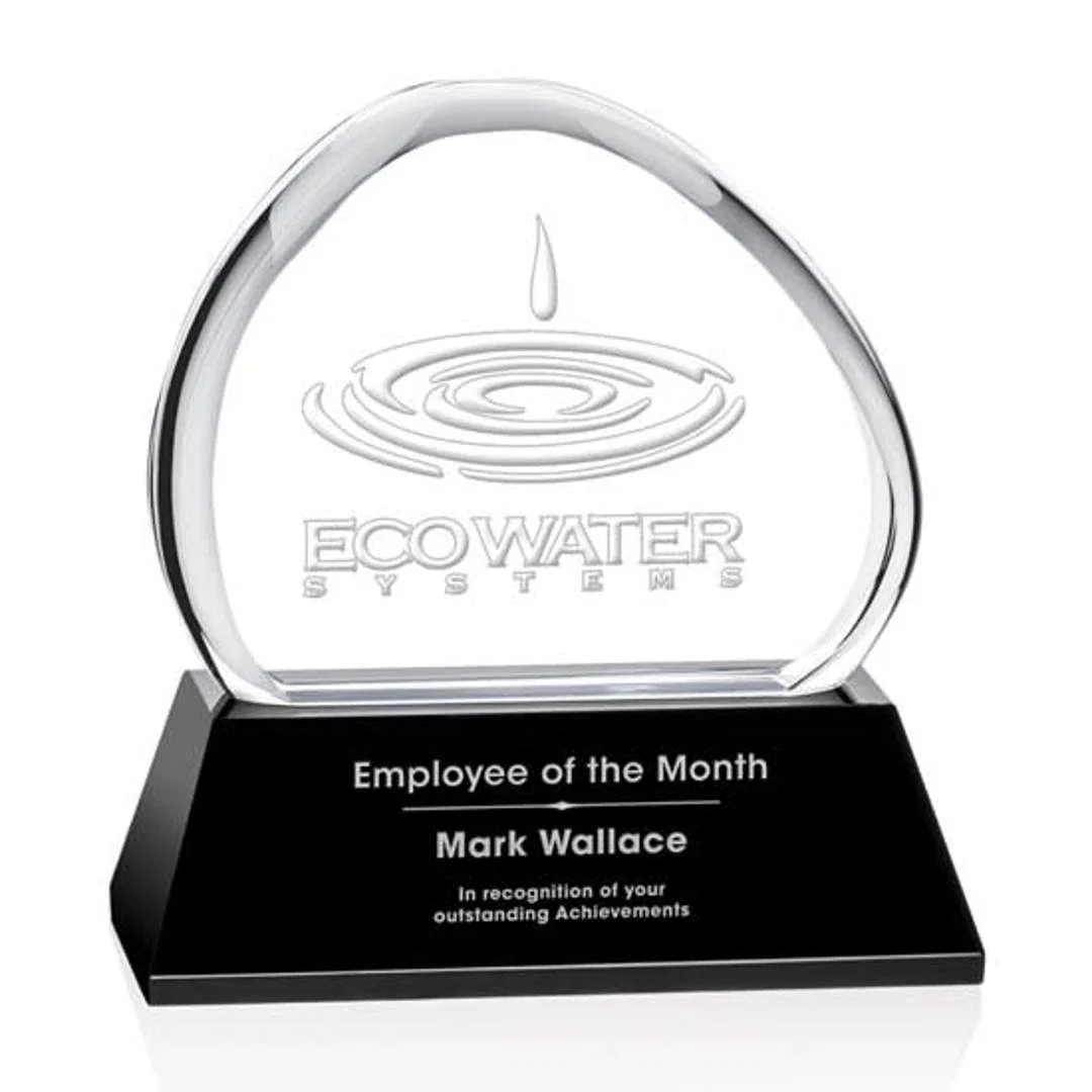 Custom Optical Crystal Iceberg Award With a 4 x 3.25 Back Etch - Cappello, awards for corporate award ceremonies