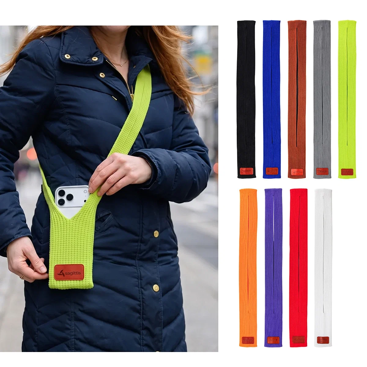Custom Capri Phone Pocket, front view of the Style 2 branded phone pocket