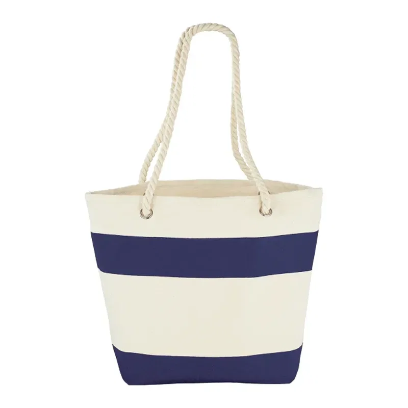 Capri Stripes 12oz Cotton Canvas Shopper Tote — view 2