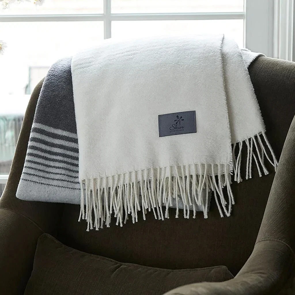 Custom Printed Capri Throw — Gray w/ White Stripes — view 3