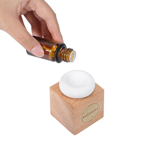 Branded Caprice gypsum stone aroma diffuser, side profile of custom promotional aromatherapy stone