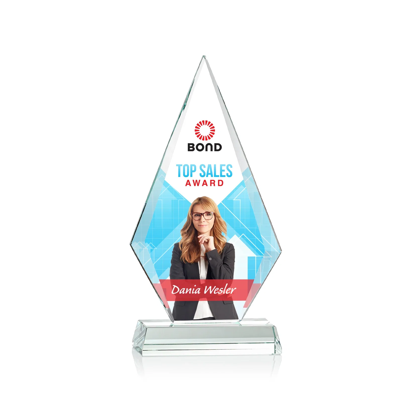 Custom Pointed Cap Starfire Crystal Diamond Award, awards for team milestone celebrations