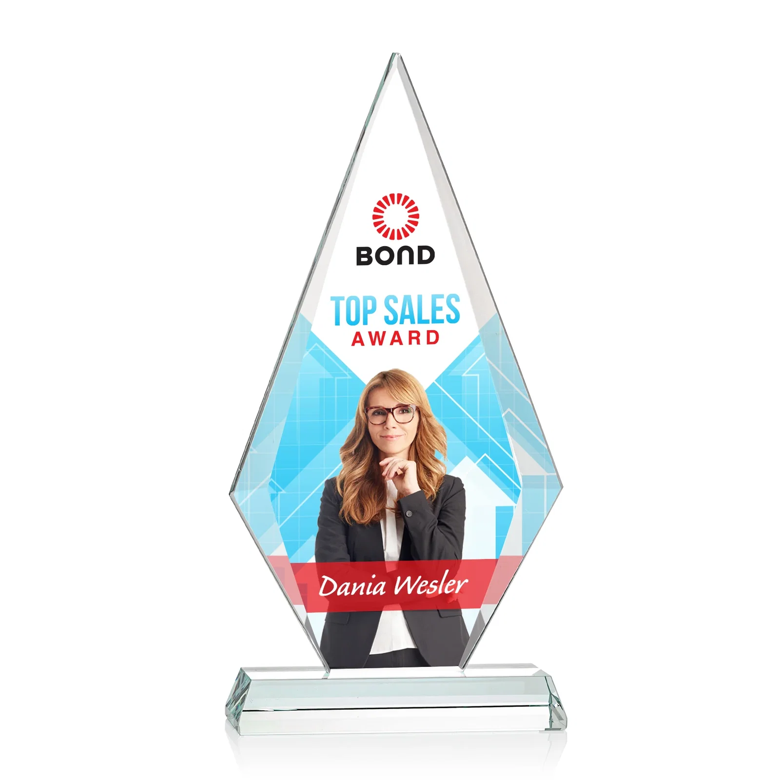 Custom Pointed Cap Starfire Crystal Diamond Award, awards for graduation ceremonies