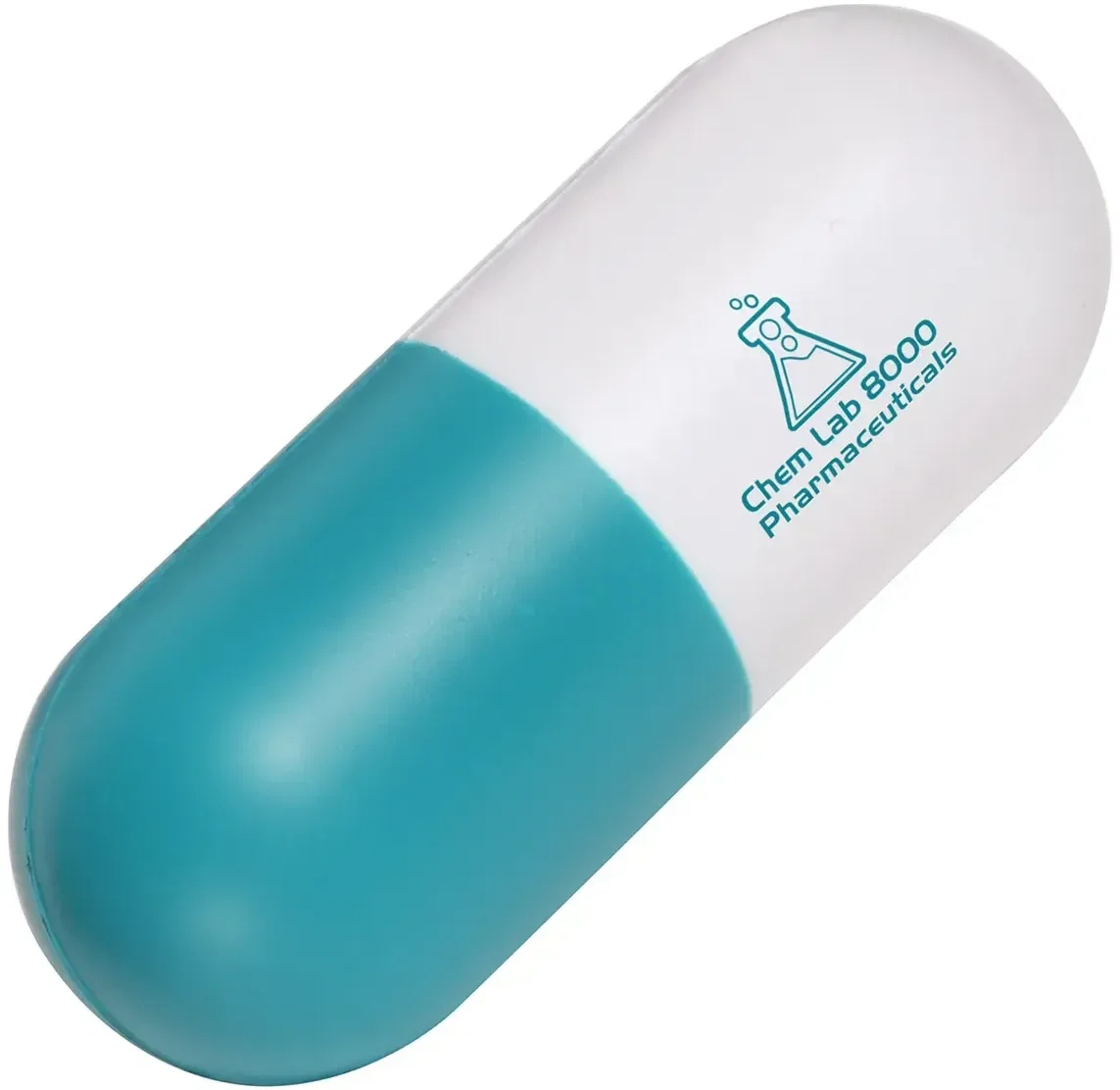 Capsule stress reliever color options, promotional custom branded squeeze toy