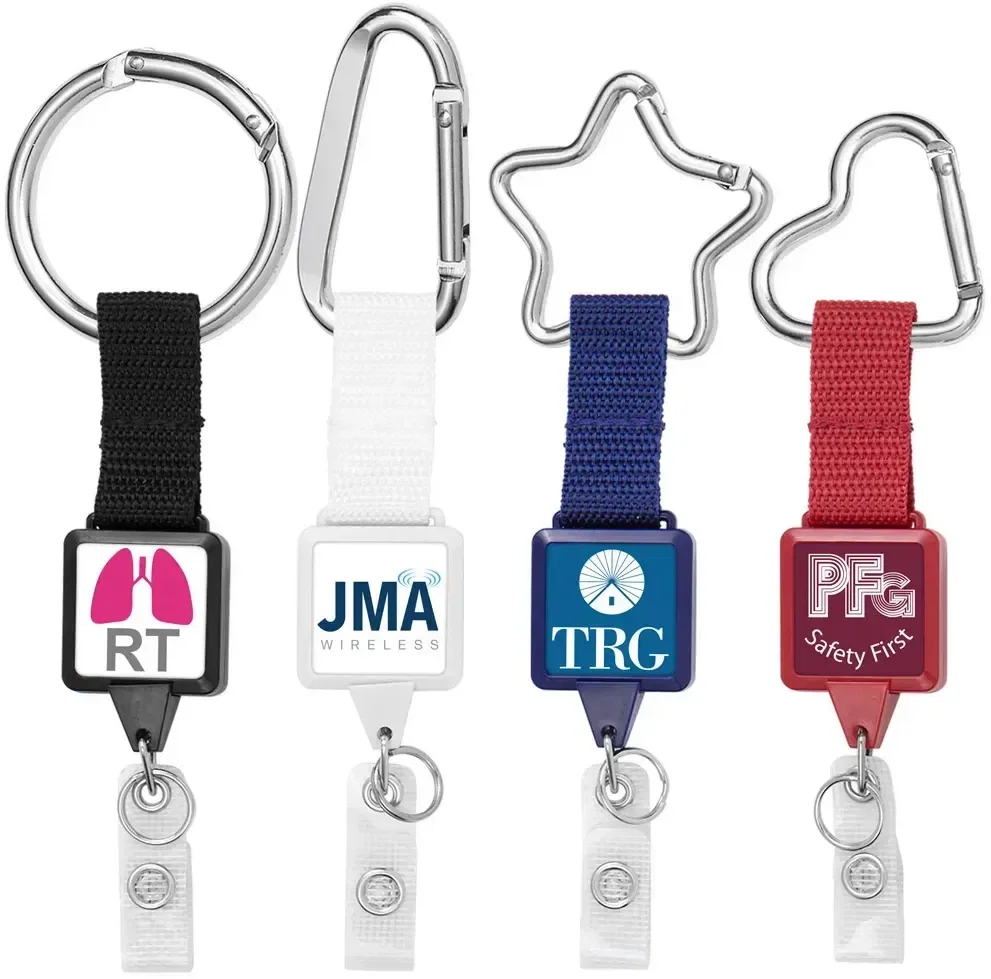 Carabiner Badge Holder With Vinyl Strap (Round & Square) — view 2