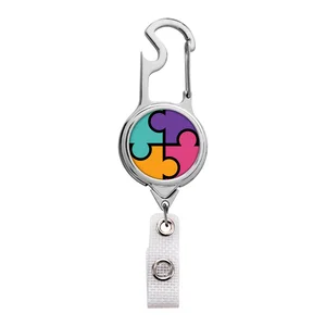 Carabiner Chrome ID Badge Reel with Bottle Opener