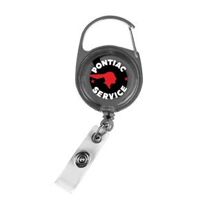 Retractable Carabiner Badge Holder with 29" Cord, 1.38" x 3.75", 1-Color Imprint