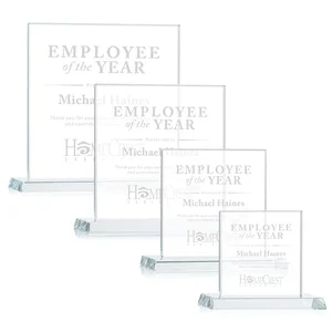 Starfire Crystal Square Award on Matching Beveled Base