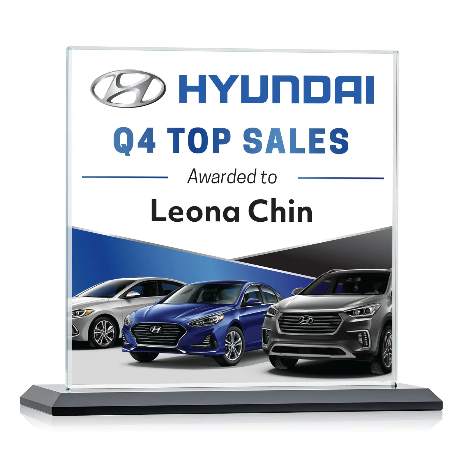 Promotional Starfire Crystal Square Award on Matching Beveled Base, awards for employee recognition